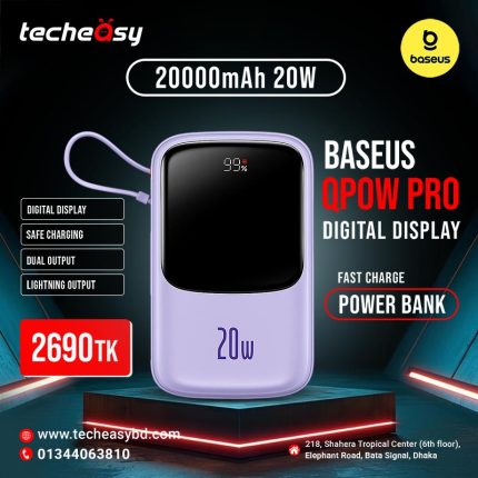 Baseus Power Bank Qpow Pro Digital Display Fast Charge 20000mAh 20W Iphone Lightning Edition